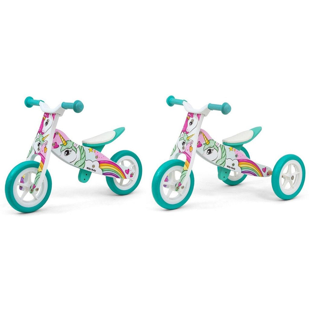 Gyerek multifunkciós fa futóbicikli Milly Mally Cool Unicorn