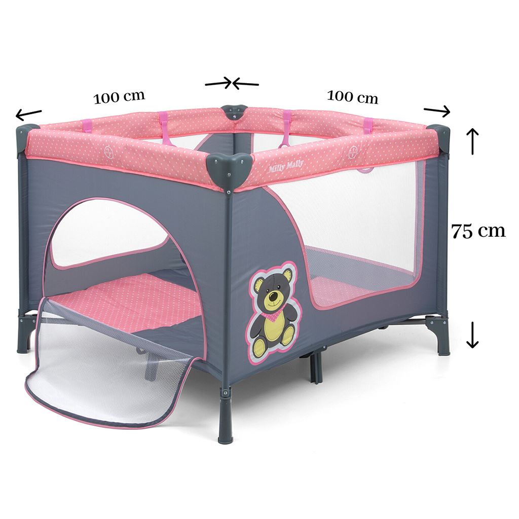 Gyermek összecsukható járóka Milly Mally Fun Pink Bear