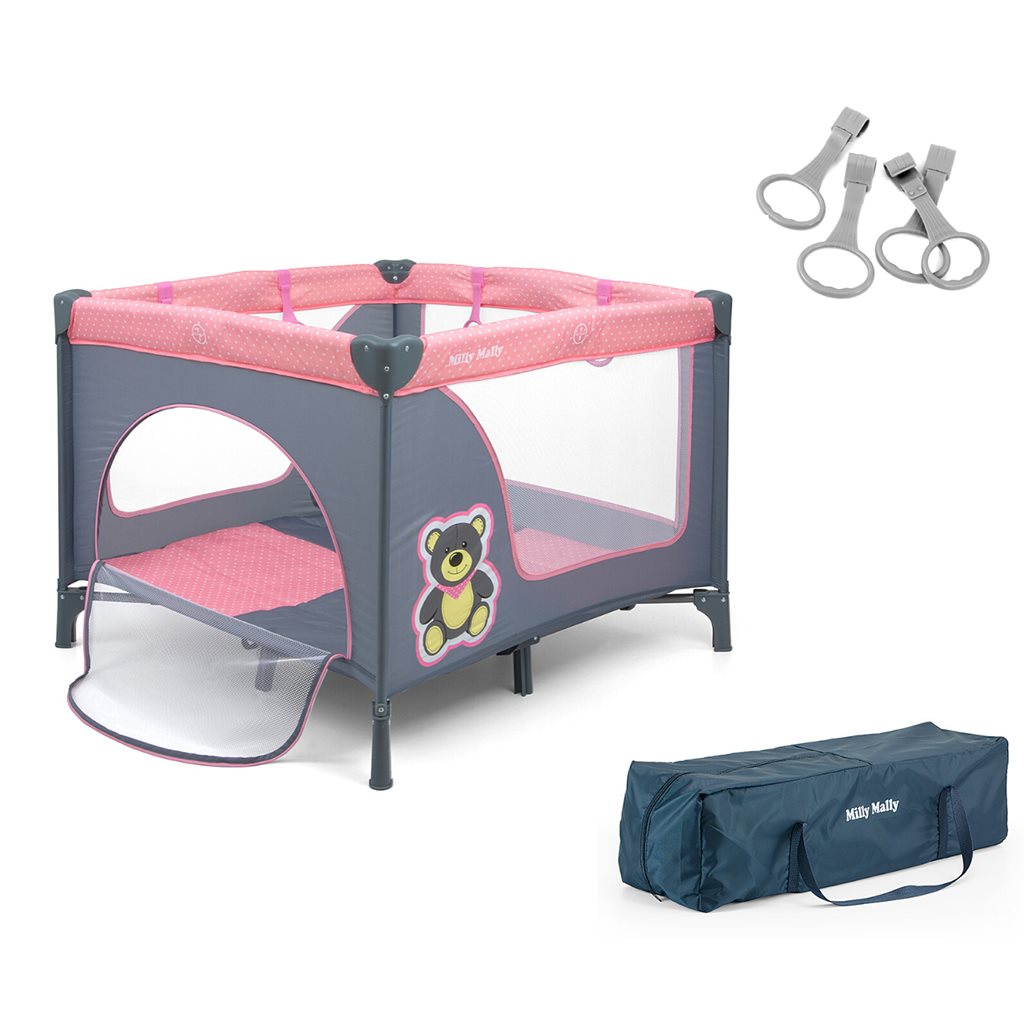 Gyermek összecsukható járóka Milly Mally Fun Pink Bear