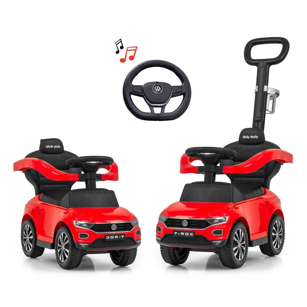 Bébitaxi tolókarral VOLKSWAGEN T-ROC Milly Mally piros