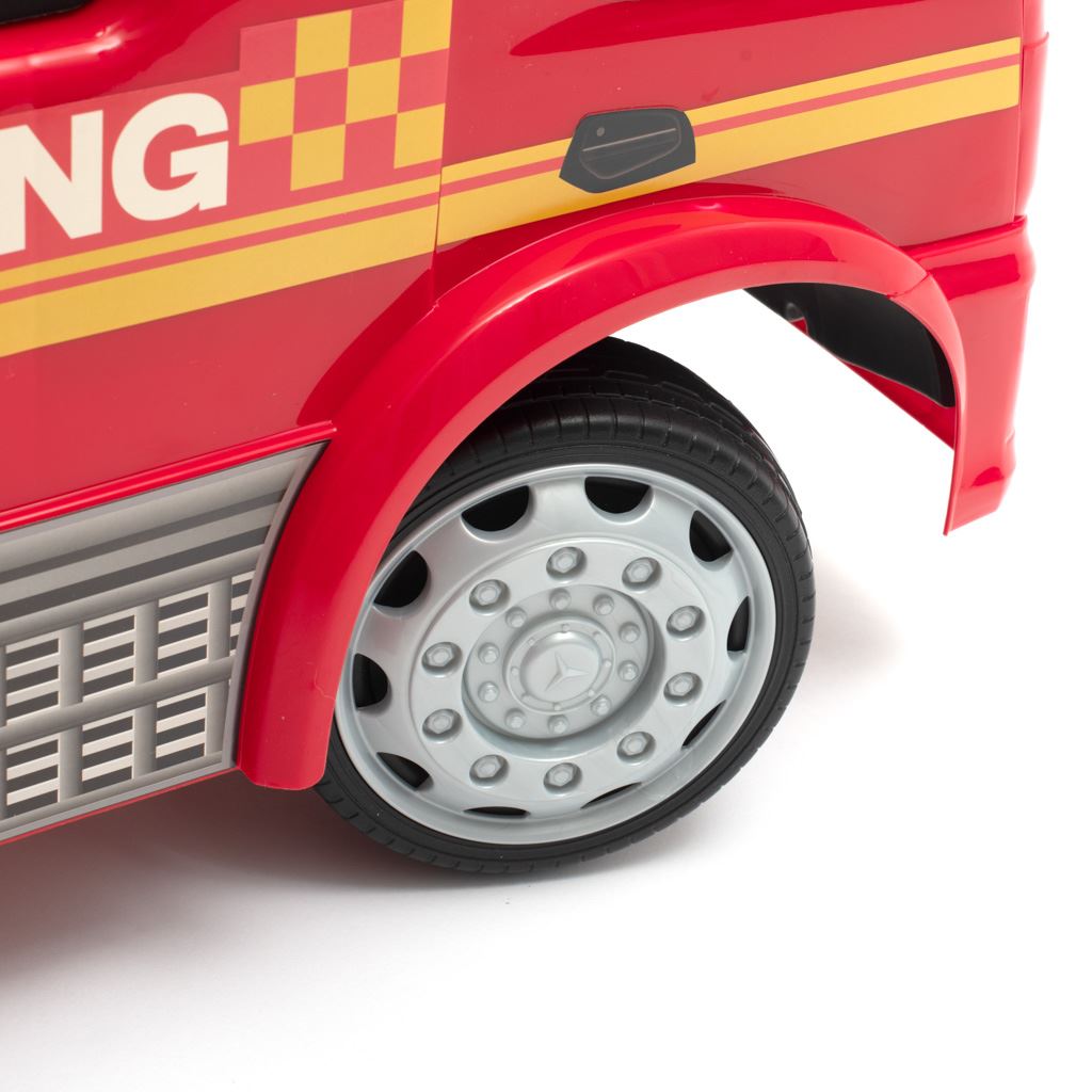 Zenélő bébitaxi Mercedes Baby Mix TŰZOLTÓAUTÓ piros