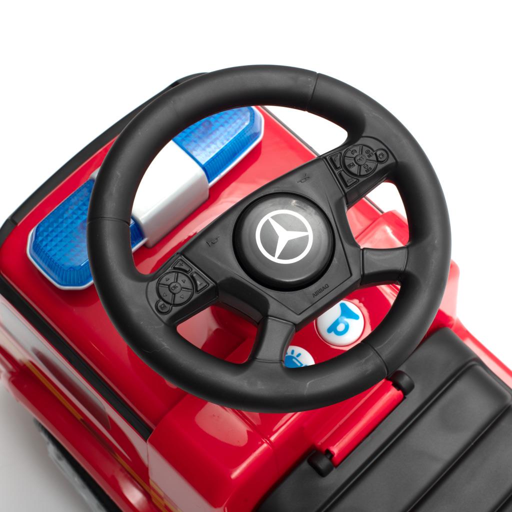 Zenélő bébitaxi Mercedes Baby Mix TŰZOLTÓAUTÓ piros