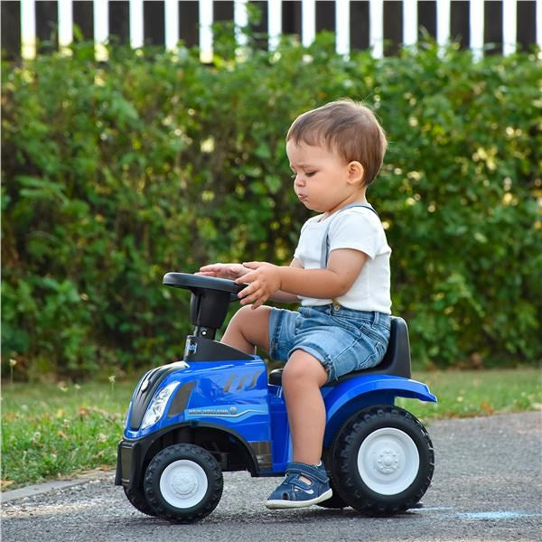 Gyerek jármű traktor utánfutóval és szerszámokkal Baby Mix New Holland kék