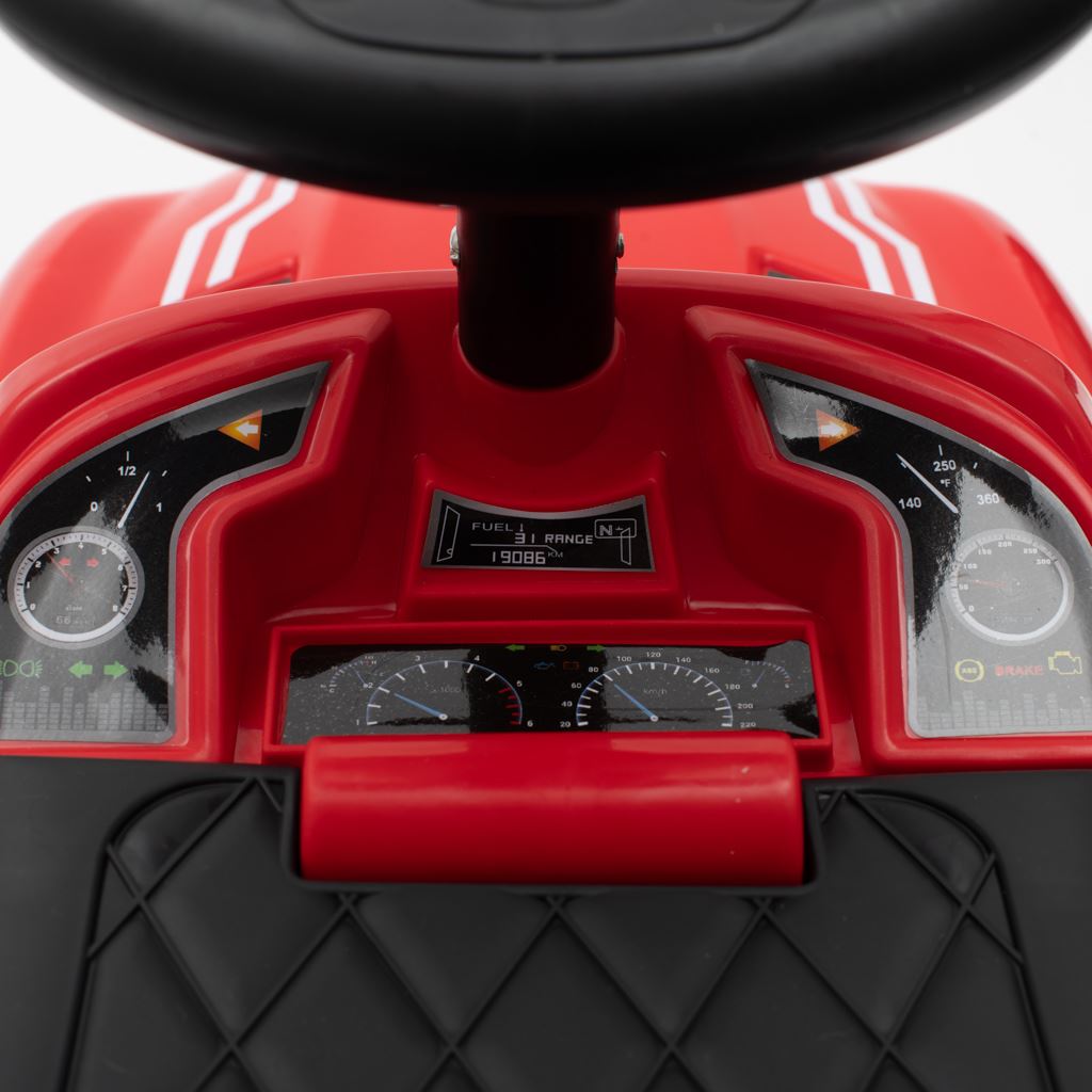 Zenélő bébitaxi vezetőrúddal Baby Mix TŰZOLTÓK piros