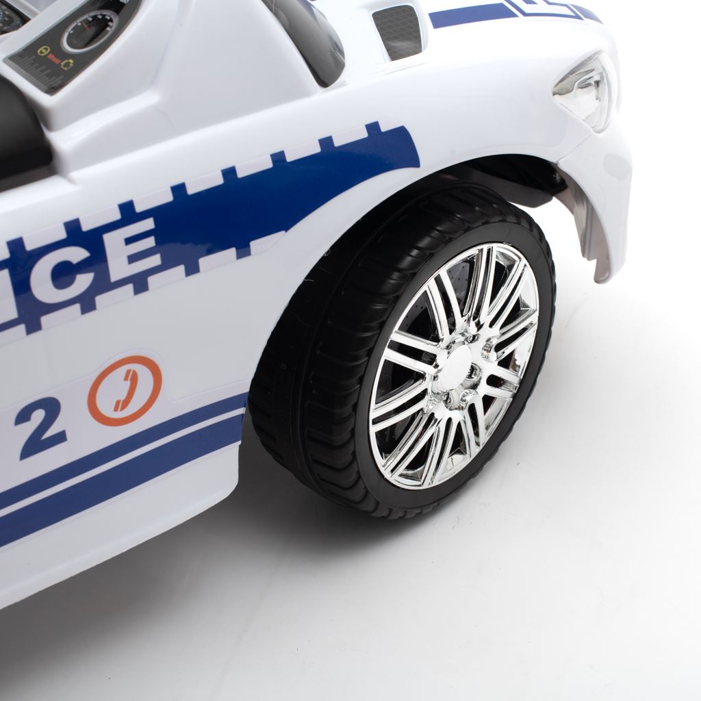 Zenélő bébitaxi vezetőrúddal Baby Mix RENDŐRSÉG fehér