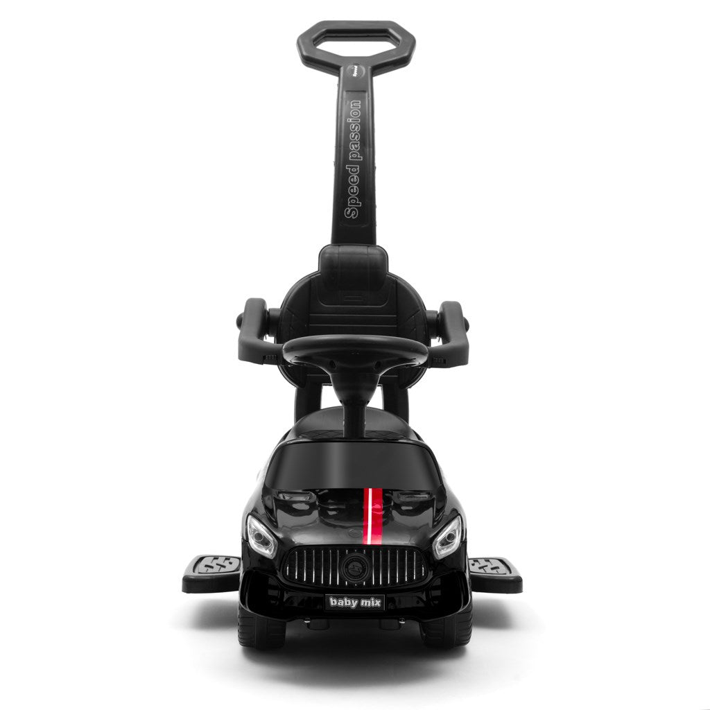 Zenélő bébitaxi vezetőrúddal Baby Mix RACER fekete