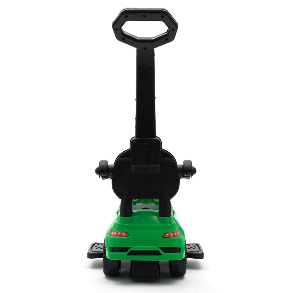 Zenélő bébitaxi vezetőrúddal Baby Mix RACER zöld