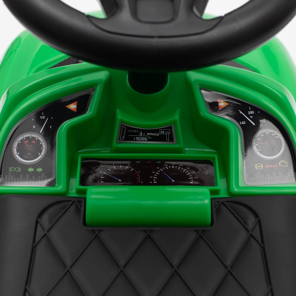 Zenélő bébitaxi vezetőrúddal Baby Mix RACER zöld