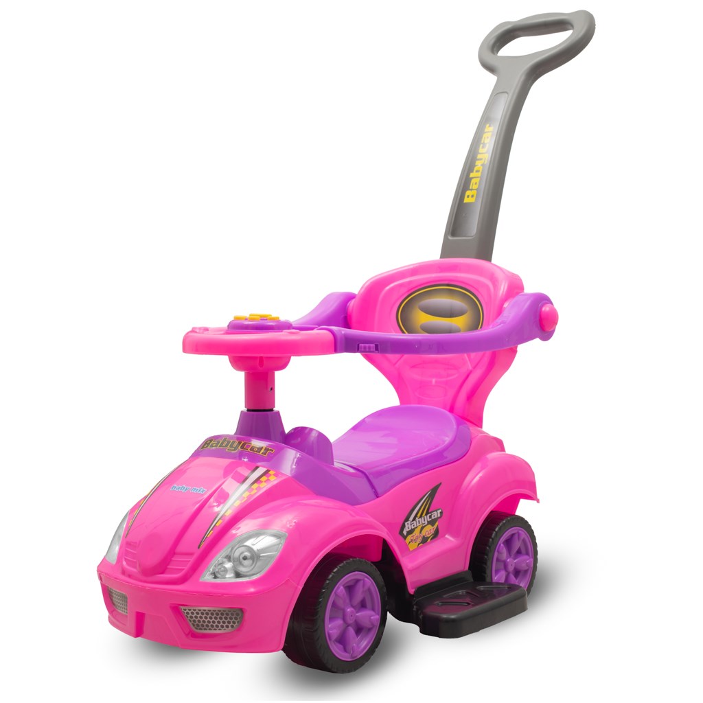Bébitaxi tolókarral 3az1-ben Baby Mix Mega Car rózsaszín