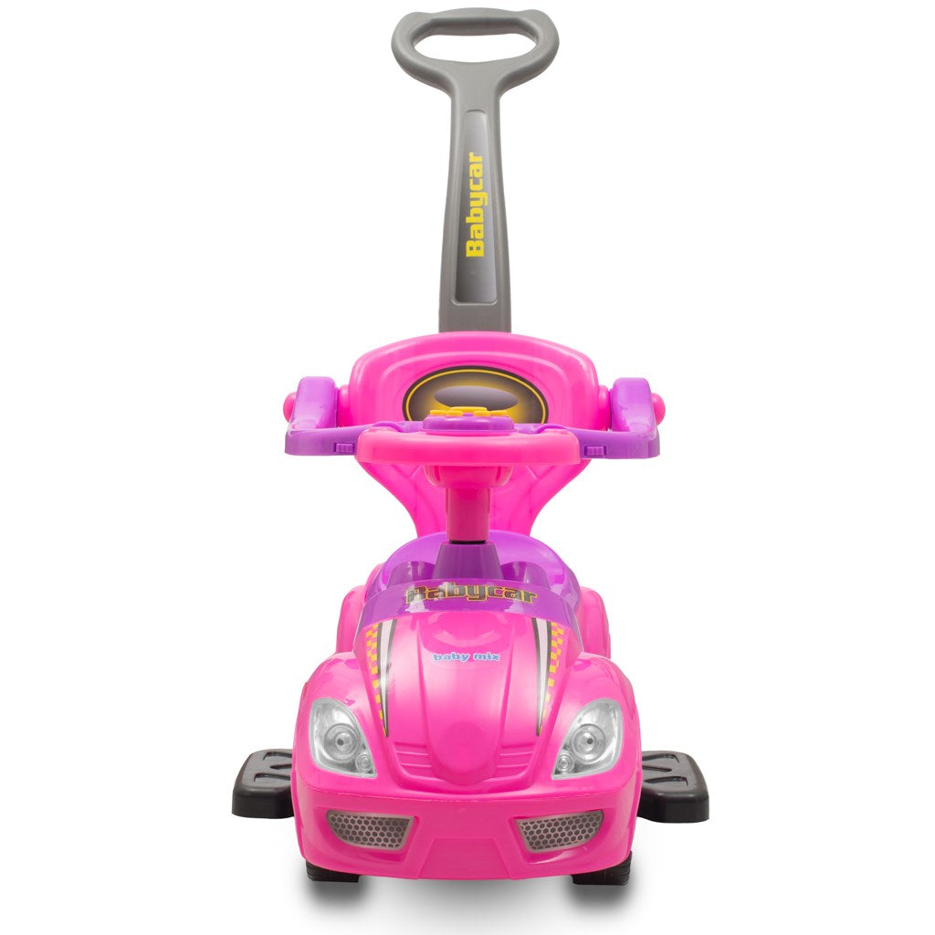 Bébitaxi tolókarral 3az1-ben Baby Mix Mega Car rózsaszín