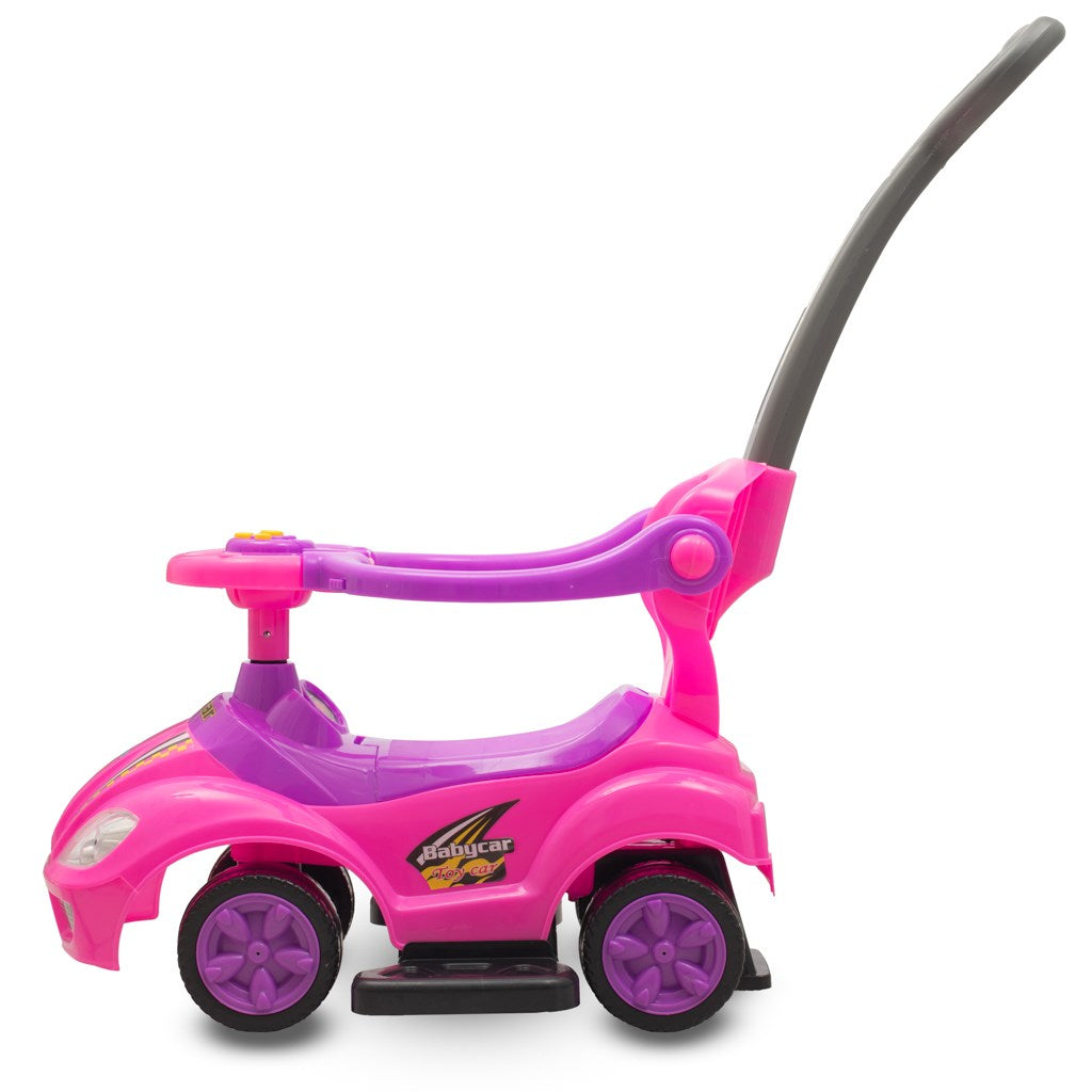 Bébitaxi tolókarral 3az1-ben Baby Mix Mega Car rózsaszín