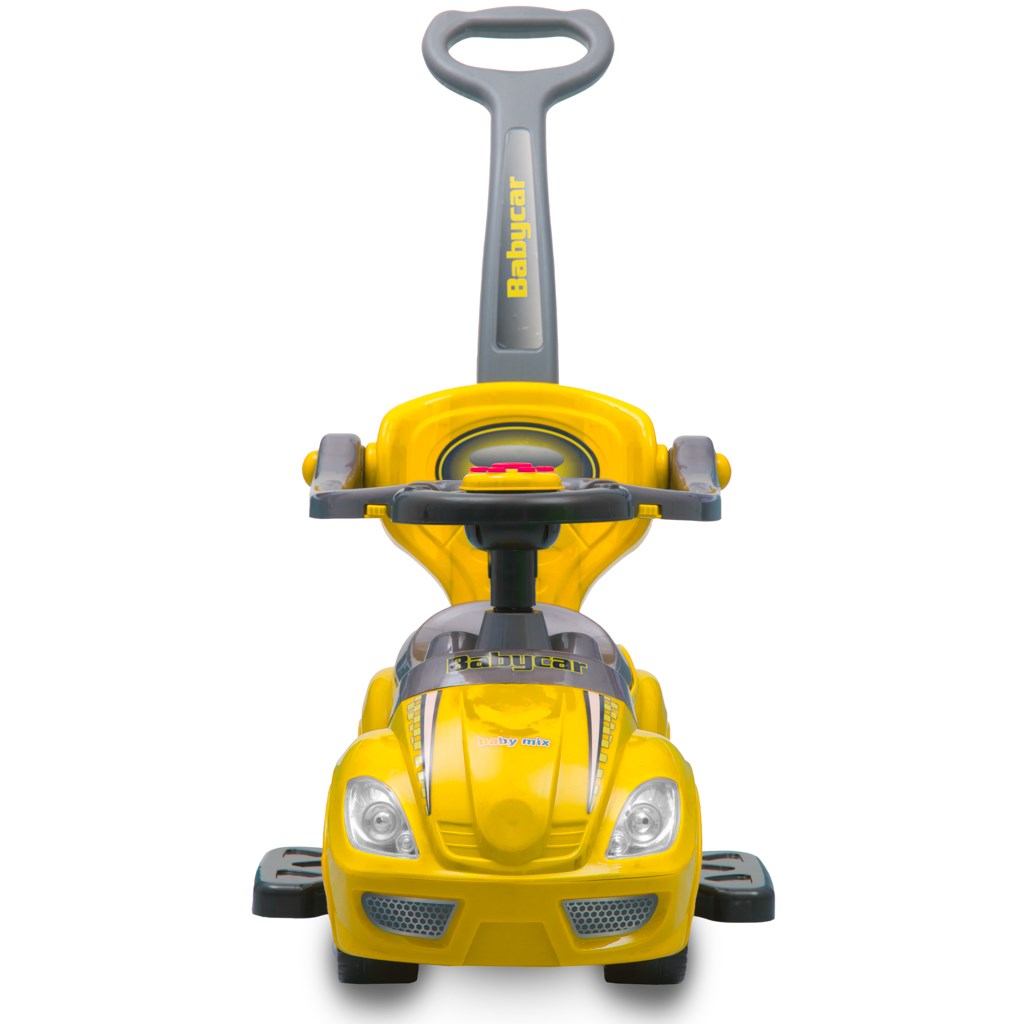 Bébitaxi tolókarral 3az1-ben Baby Mix Mega Car sárga