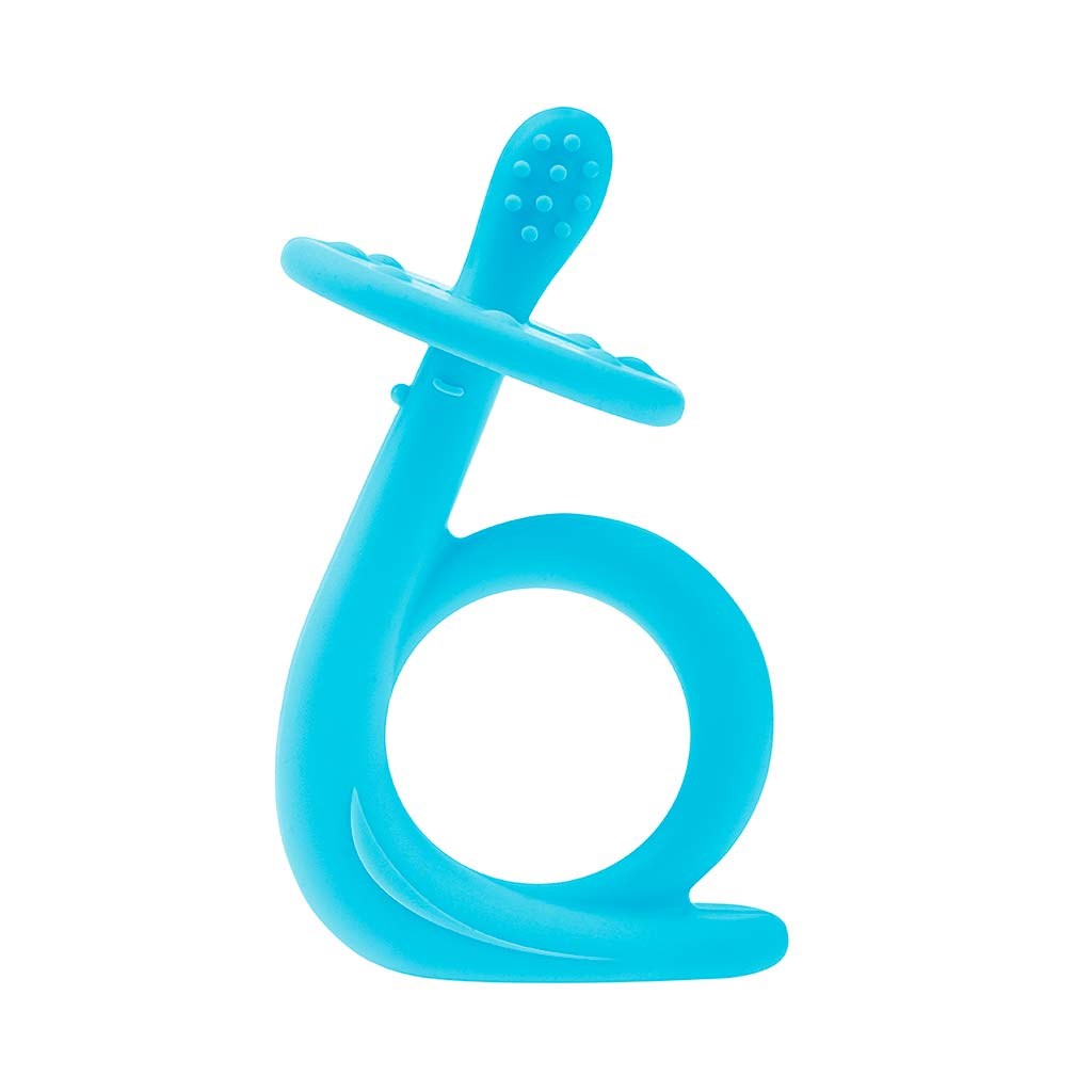 Gyermek szilikon hűsítő rágóka Akuku Csiga kék