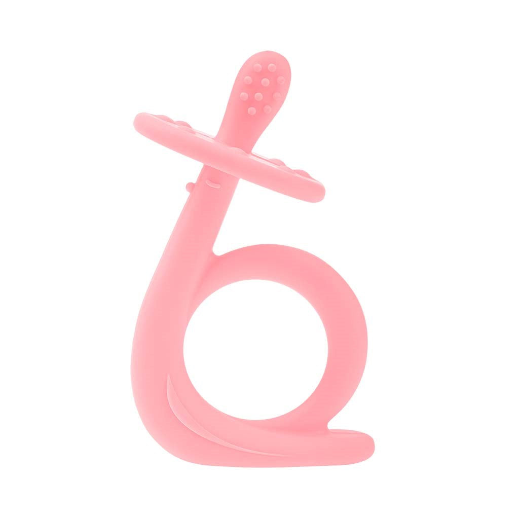 Gyermek szilikon hűsítő rágóka Akuku Csiga rózsaszín