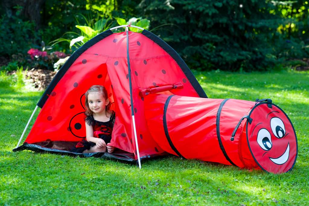 Gyermek sátor Baby Mix Katica alagúttal piros