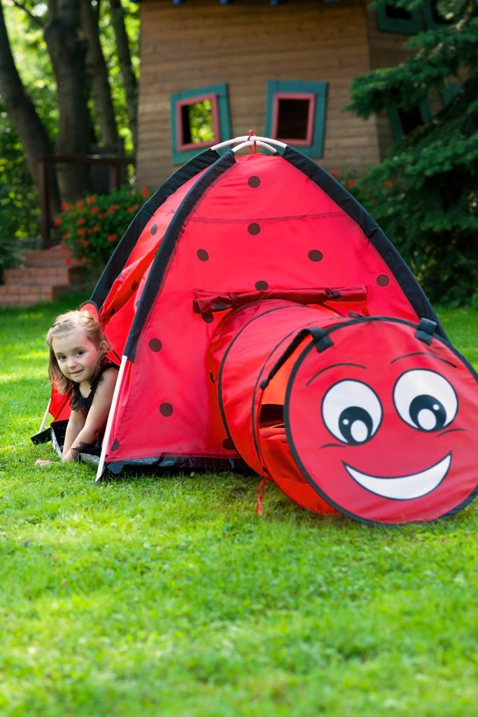 Gyermek sátor Baby Mix Katica alagúttal piros