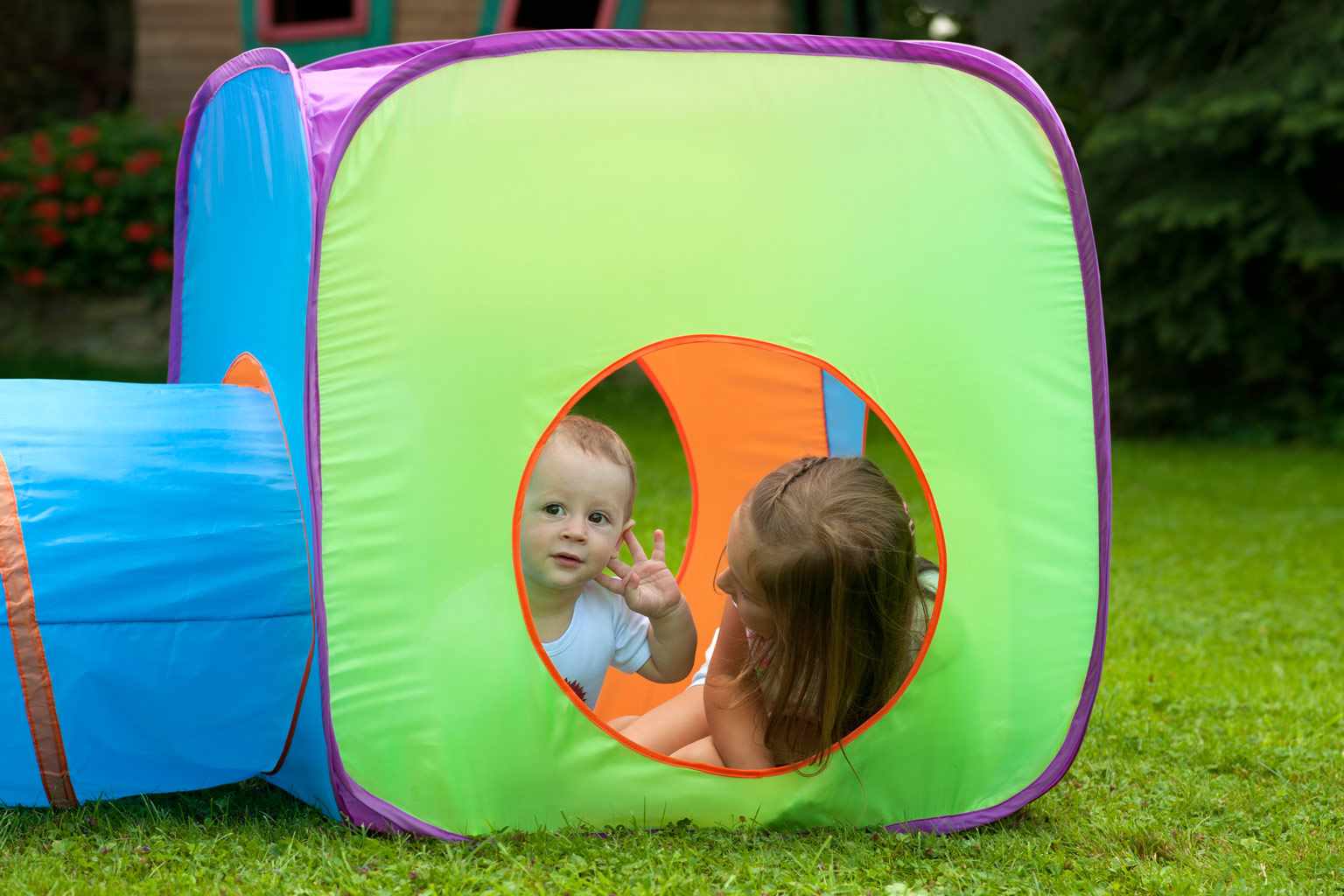 Gyermek sátor 3az1-ben Baby Mix 3 db narancs-kék