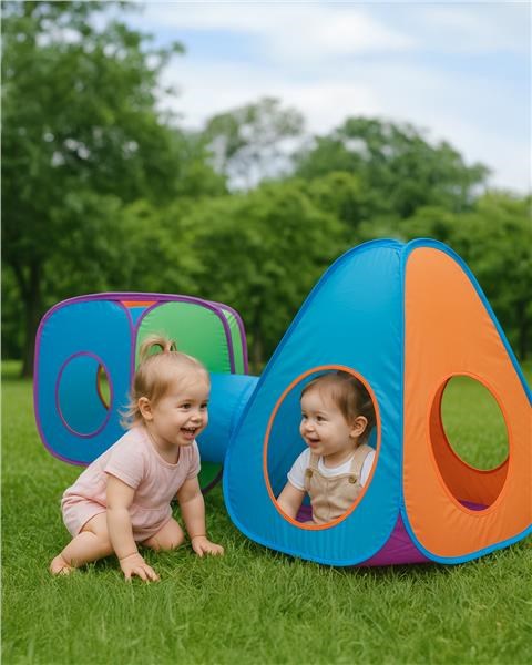 Gyermek sátor 3az1-ben Baby Mix 3 db narancs-kék