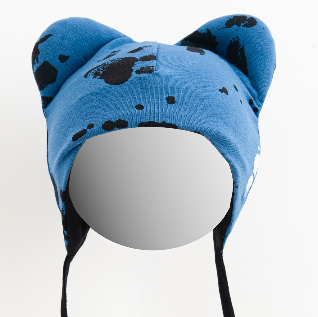 Baba pamut sapka fülekkel New Baby mancsát kék