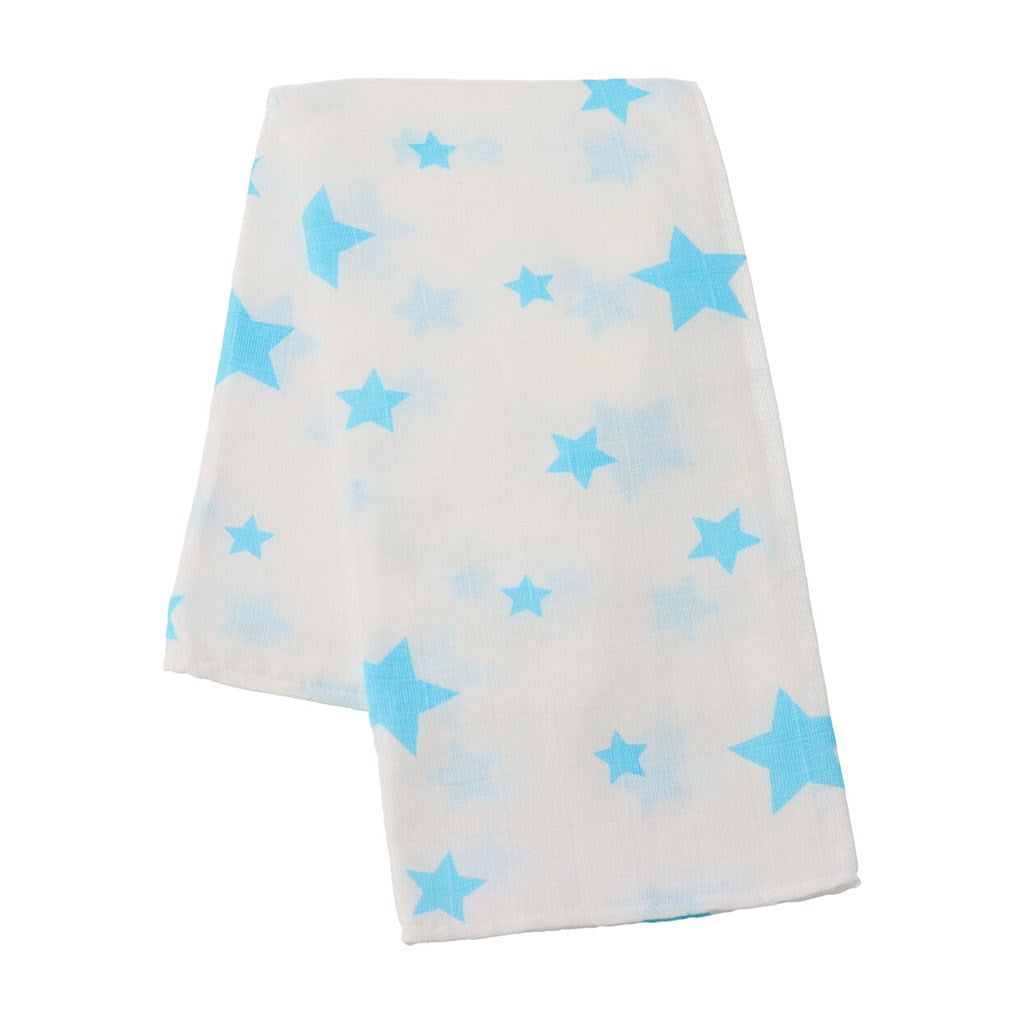 Pamut tetra pelenka New Baby Softy nyomtatott mintával  70 x 70 cm 4 db fehér-türkiz