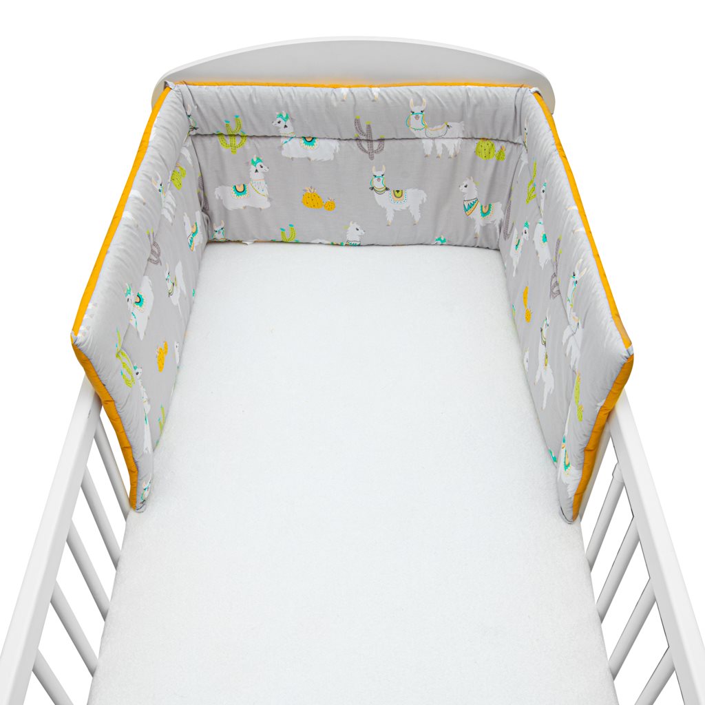 3-részes ágyneműhuzat New Baby 100/135 cm lama szürke-mustárszín