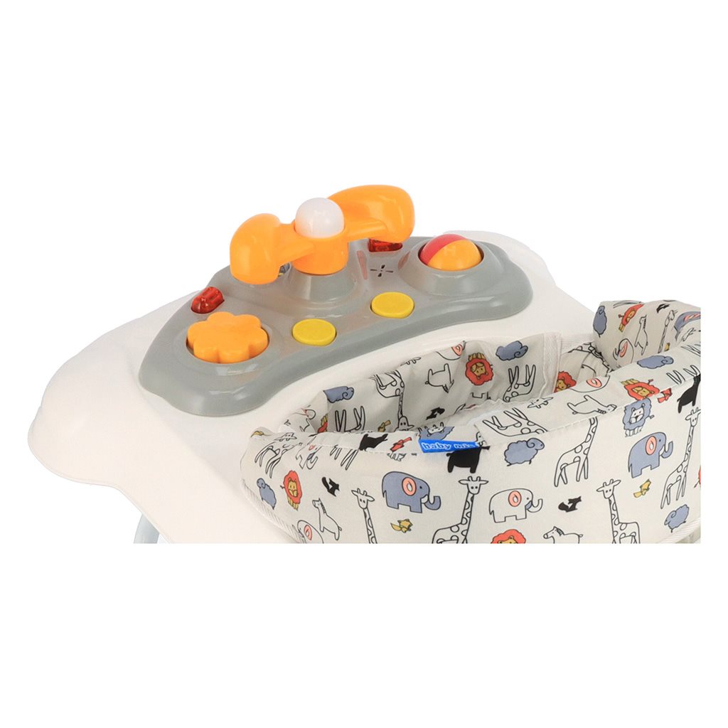 Gyerek bébikomp Baby Mix kormánykerékkel szilikon kerekek szürke