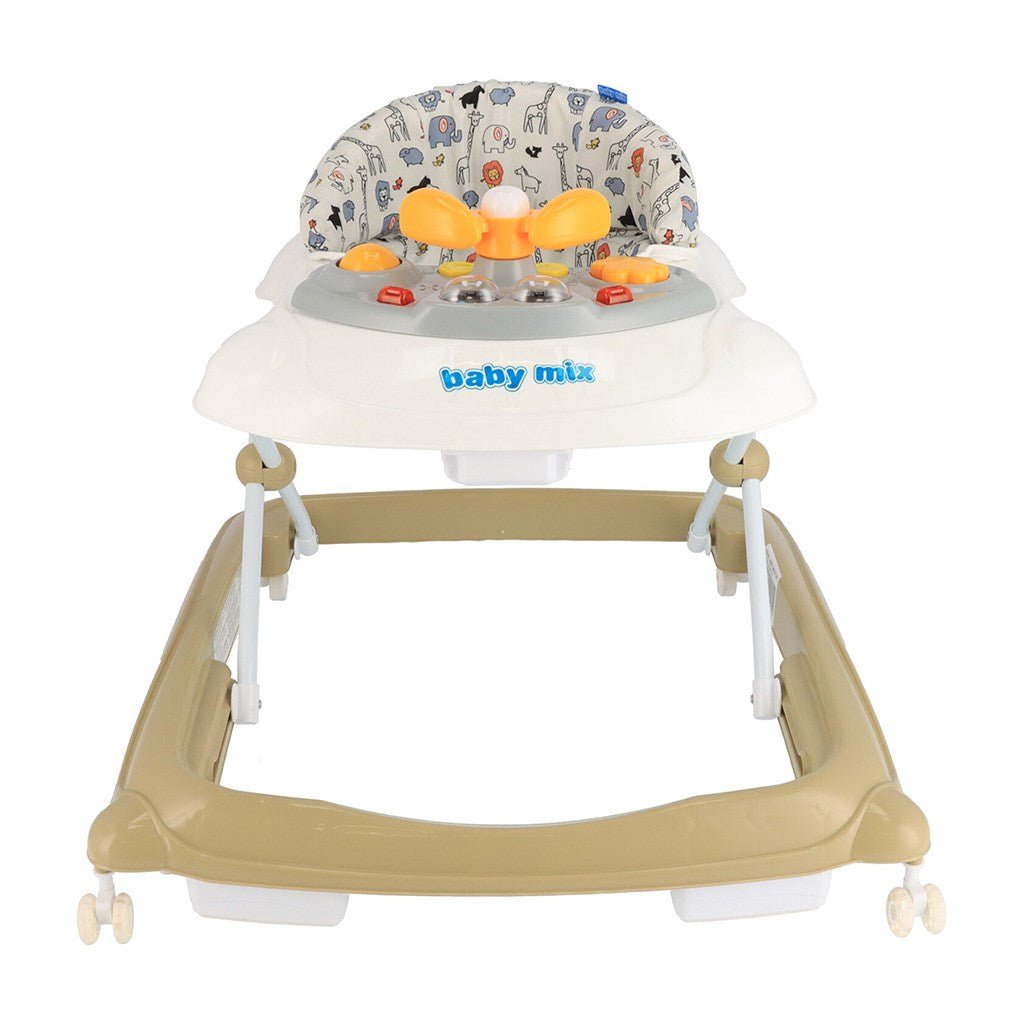 Gyerek bébikomp Baby Mix kormánykerékkel szilikon kerekek cappucino