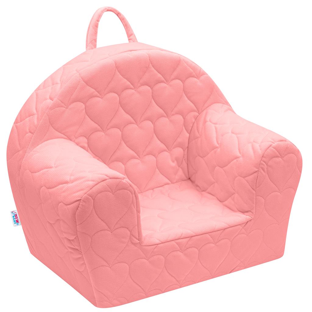Gyermek fotel Velvet New Baby Szívecskék rózsaszín