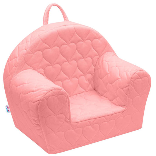 Gyermek fotel Velvet New Baby Szívecskék rózsaszín