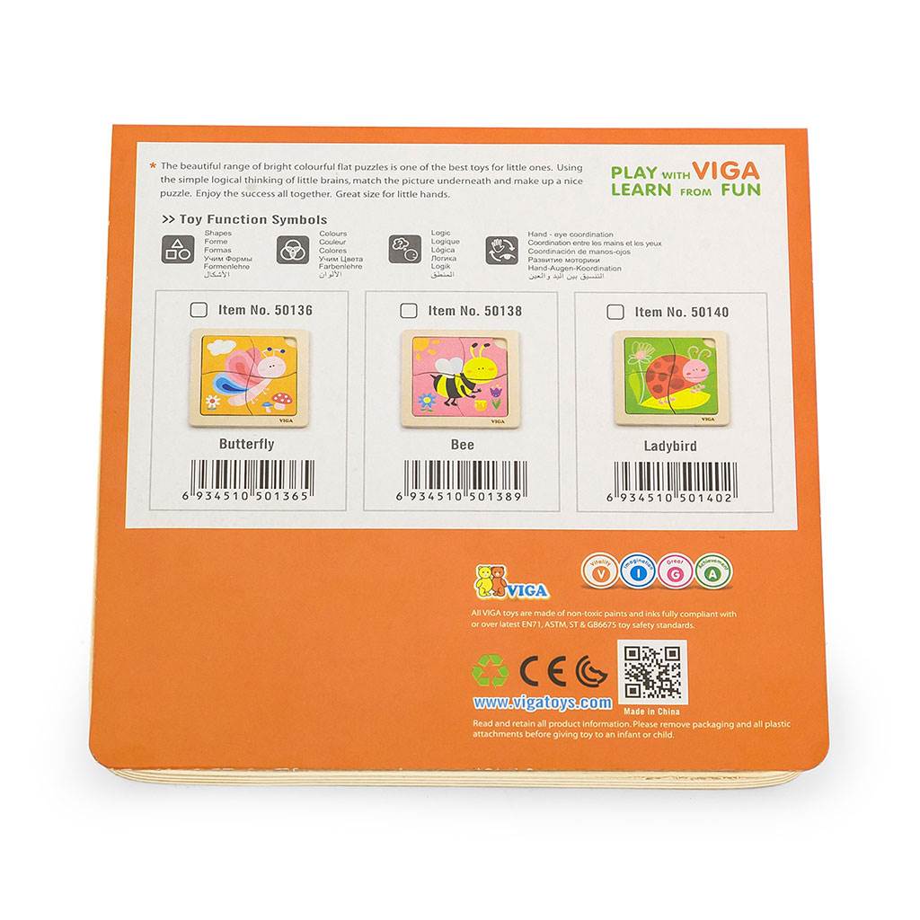 Fa képes kirakó puzzle Viga 4 db Pillangó