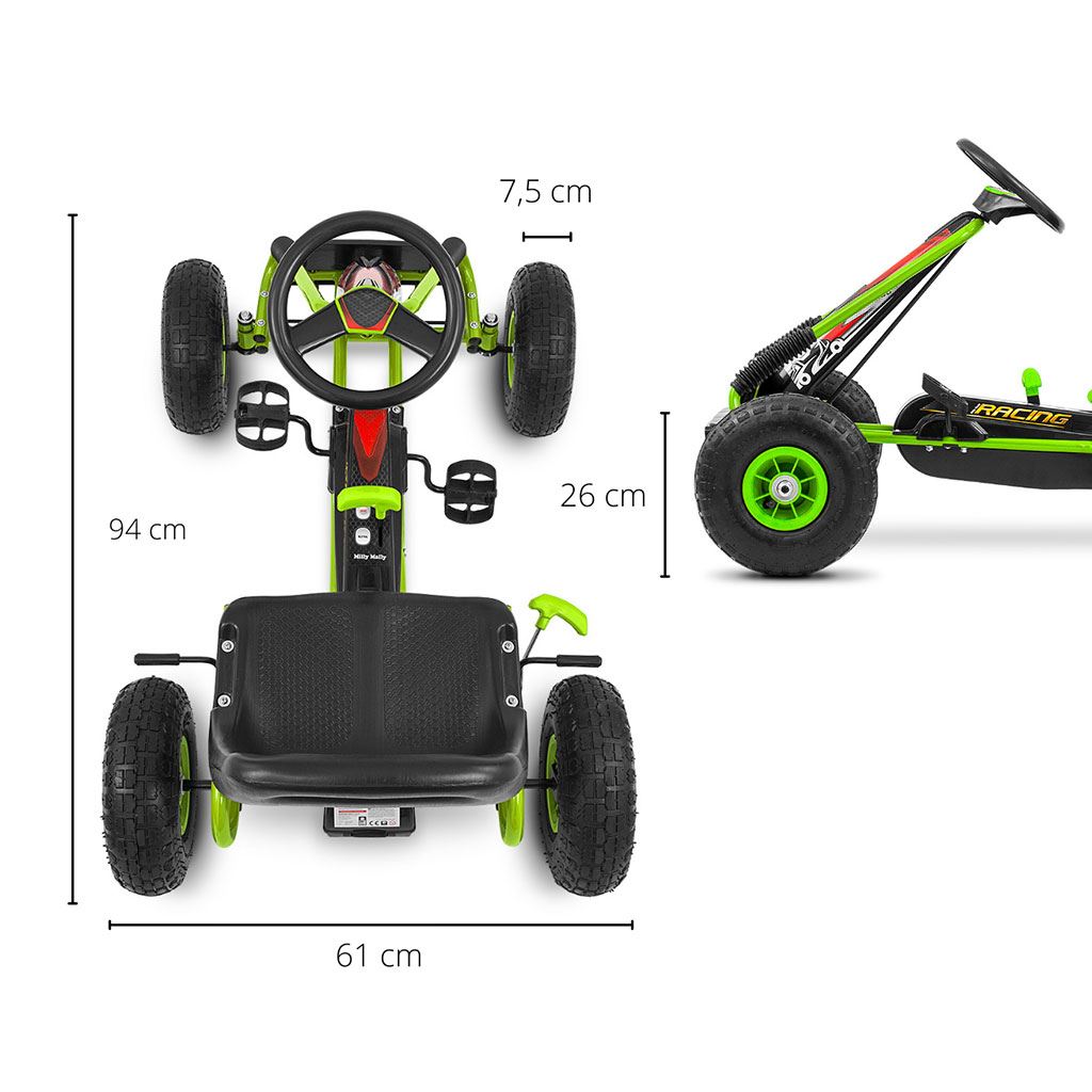 Go-kart Milly Mally Thor pedálos gyerek gokart zöld