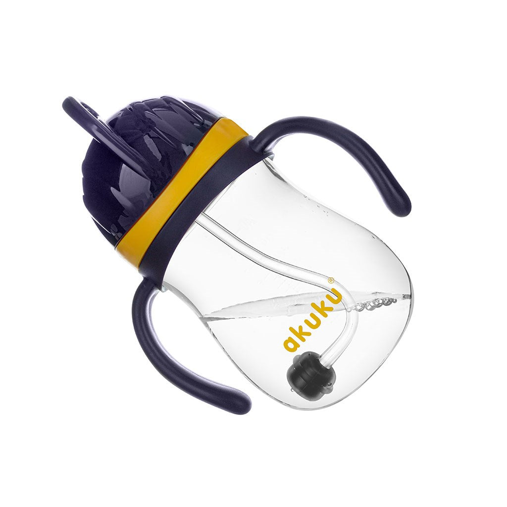 Varázslatos itatópohár szívószállal Akuku 280 ml sárga