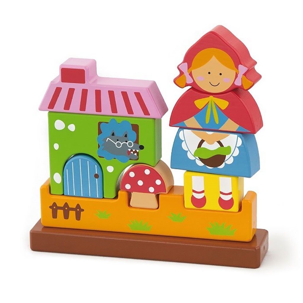Viga mágneses fa puzzle 3D kockák Piroska és a farkas