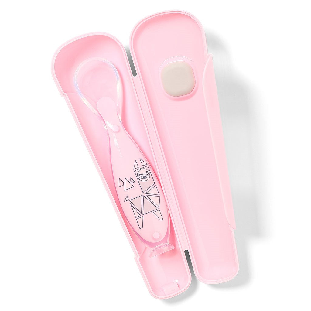 Szilikon kanál tapadókoronggal Baby Ono rózsaszín