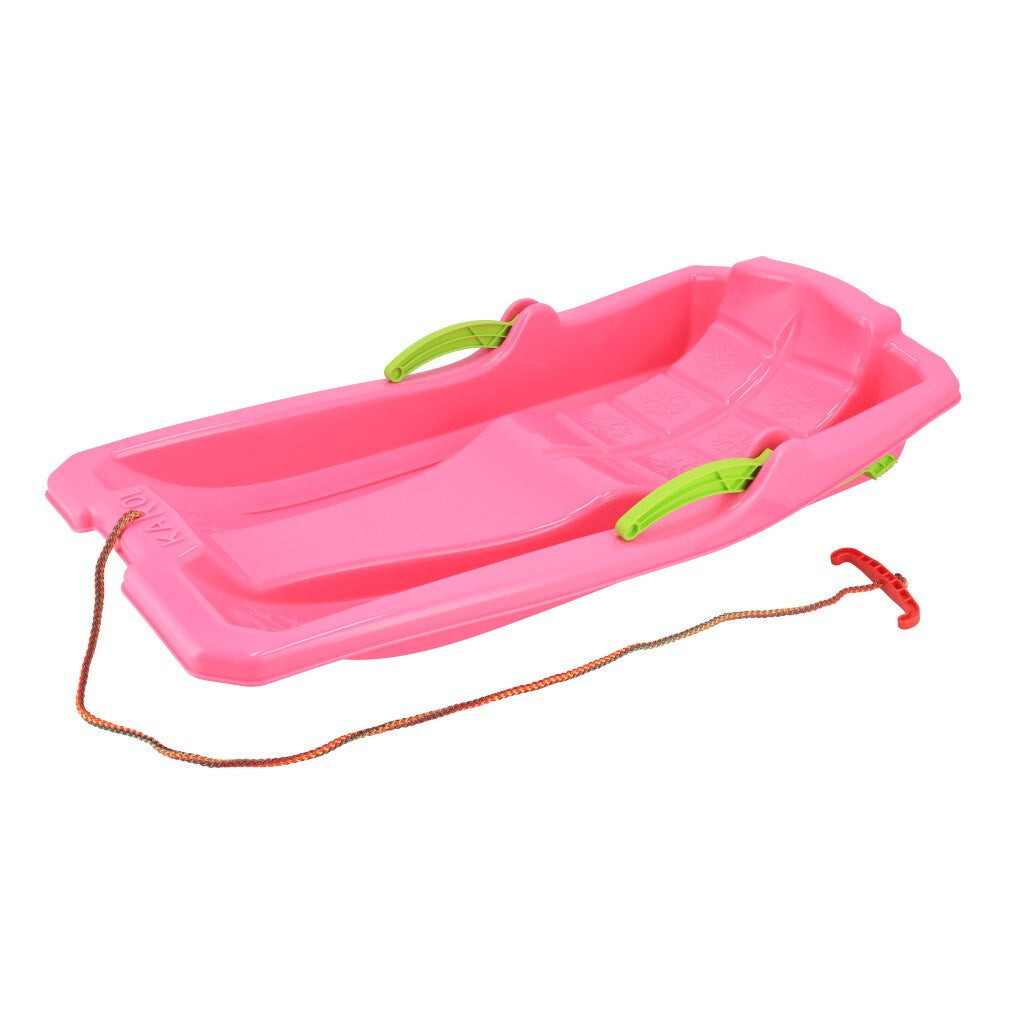 Műanyag lapos szánkó fékekkel Baby Mix KAROL rózsaszín