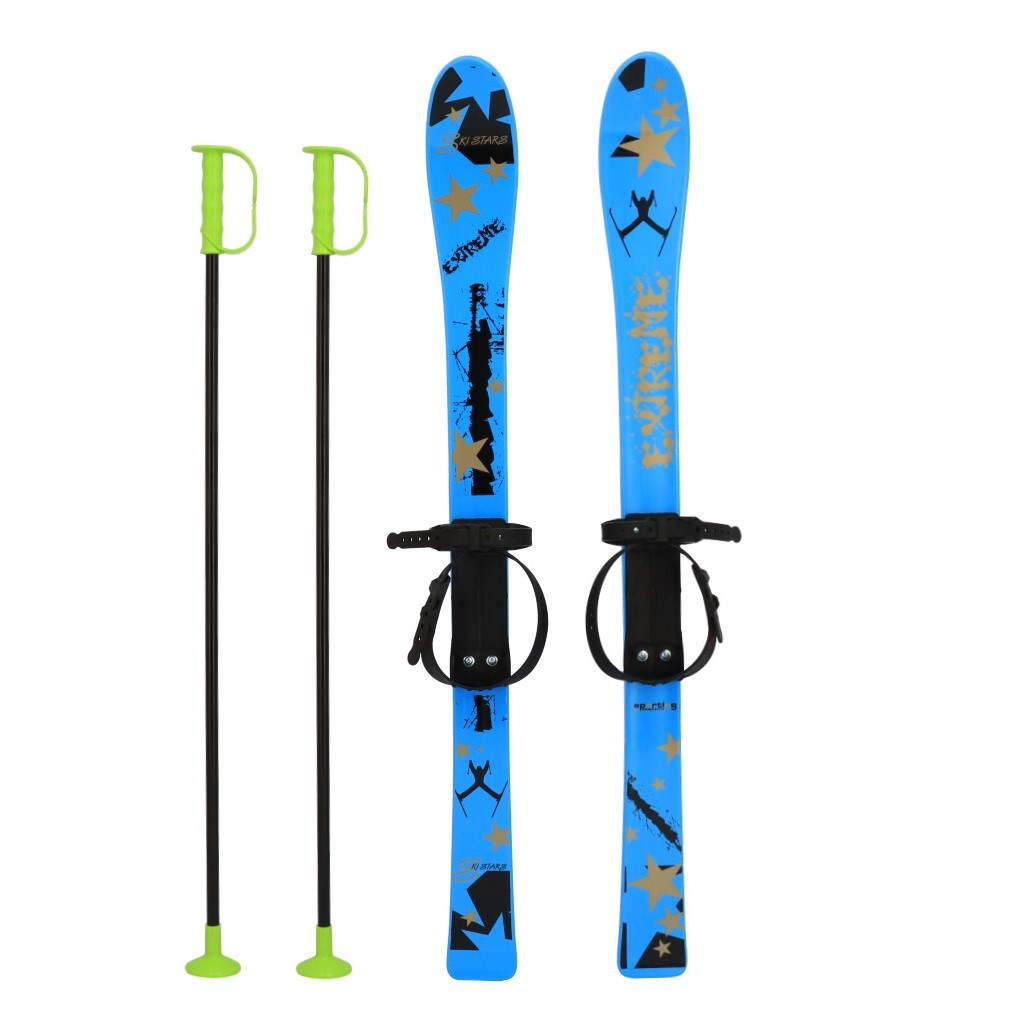 Gyermek sílécek kötéssel és botokkal Baby Mix 90 cm kék