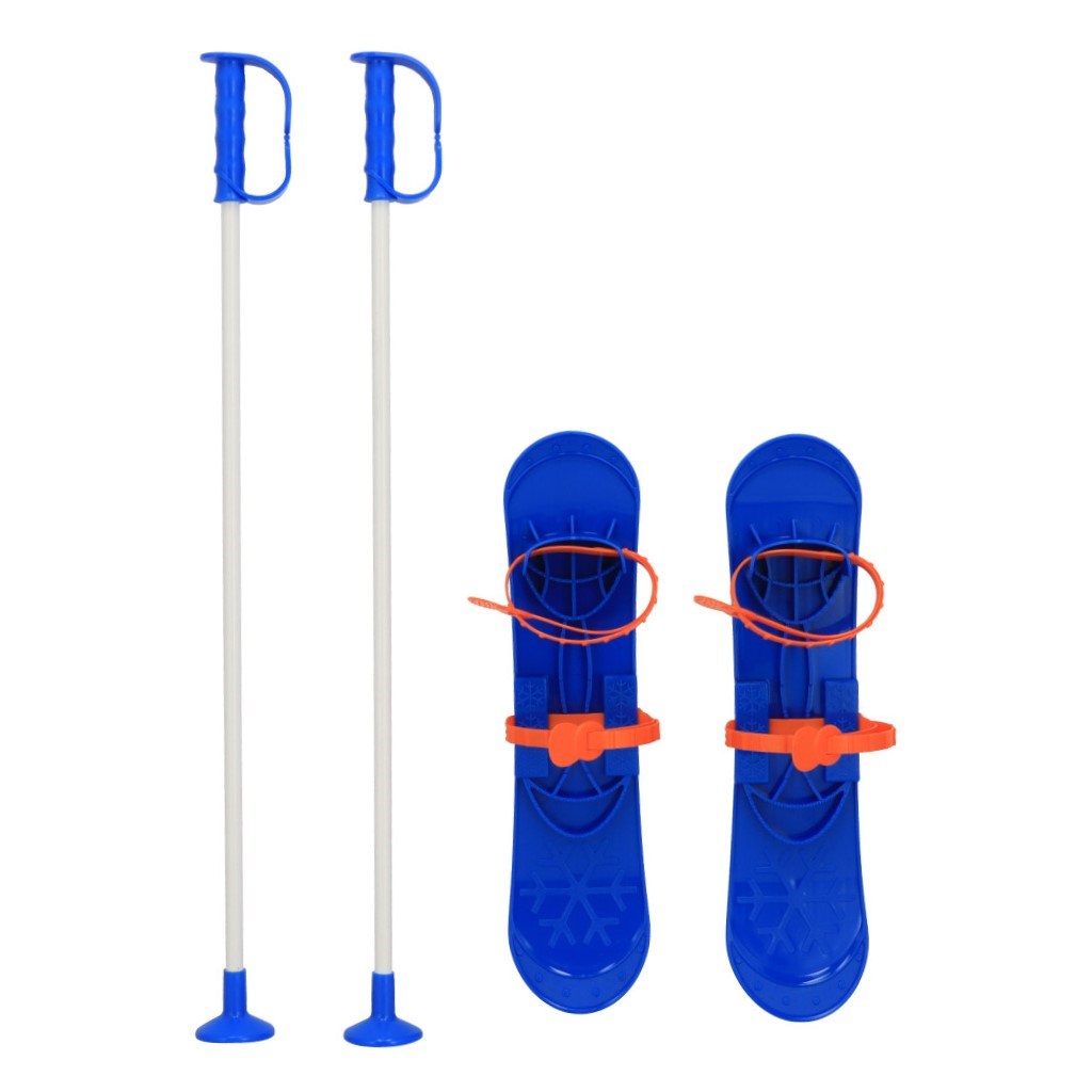 Gyermek sílécek kötéssel és botokkal Baby Mix BIG FOOT kék