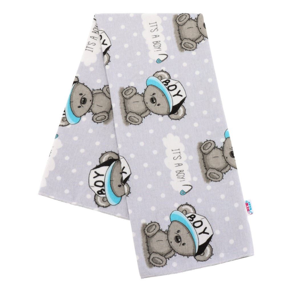 Flanel pelenka nyomtatott mintával New Baby szürke It's a BOY