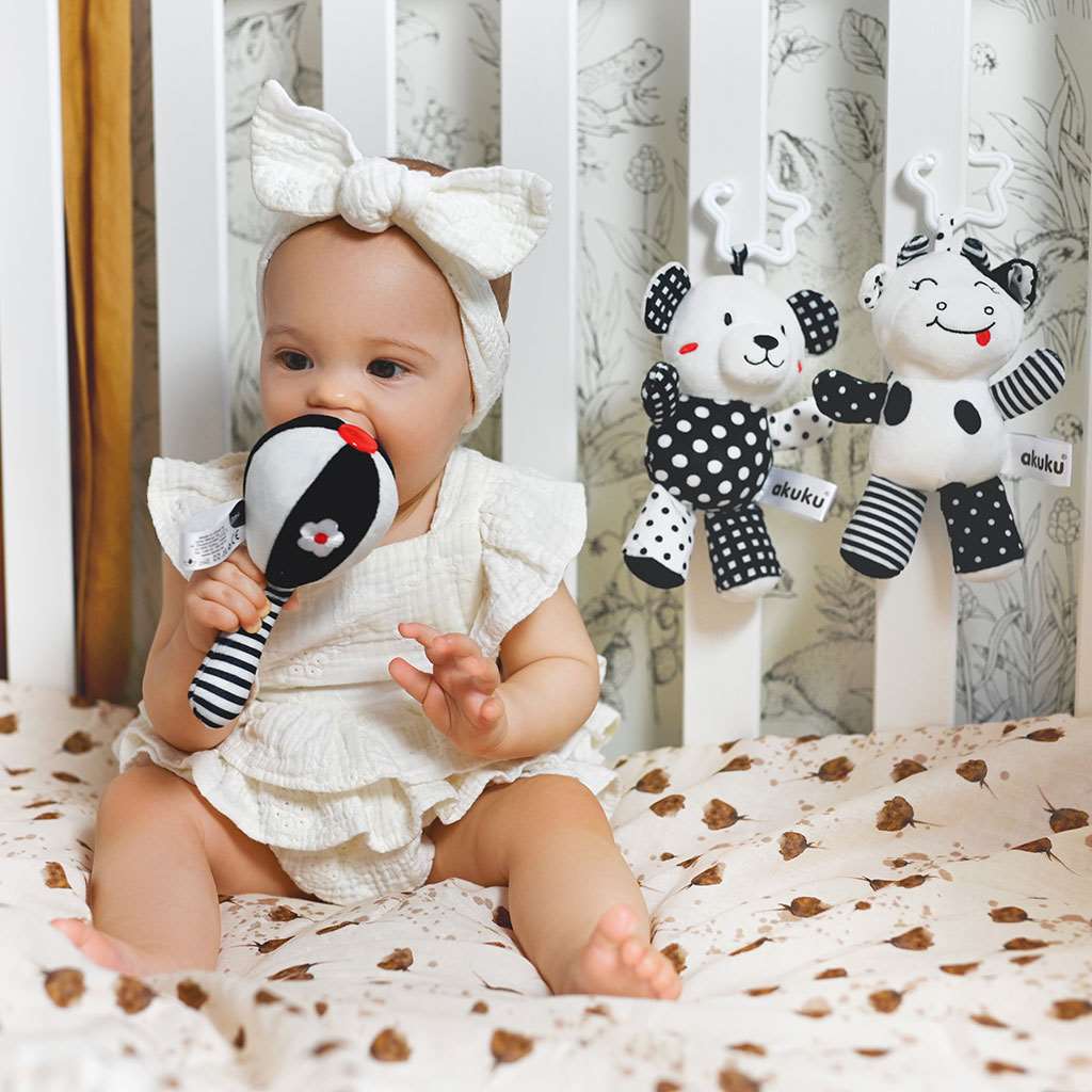 Kontrasztos baba csörgő Akuku Maracas