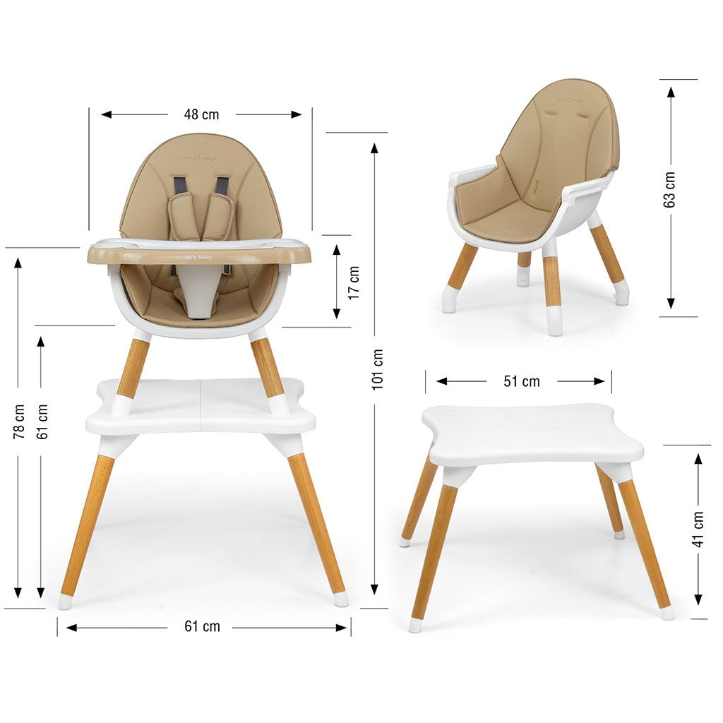Etetőszék Milly Mally 2az1-ben Malmo beige