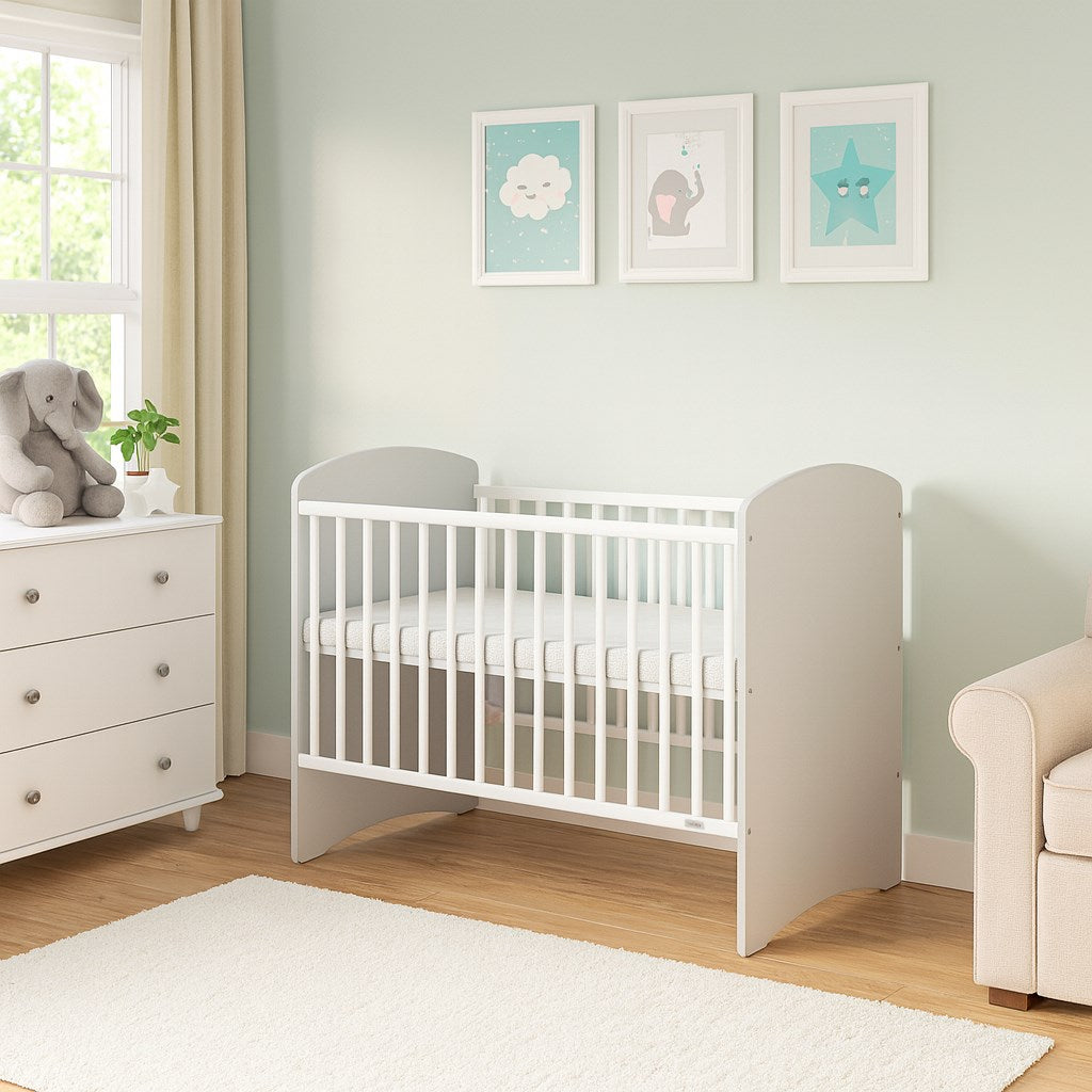 Gyerek kiságy New Baby LEO fehér-szürke