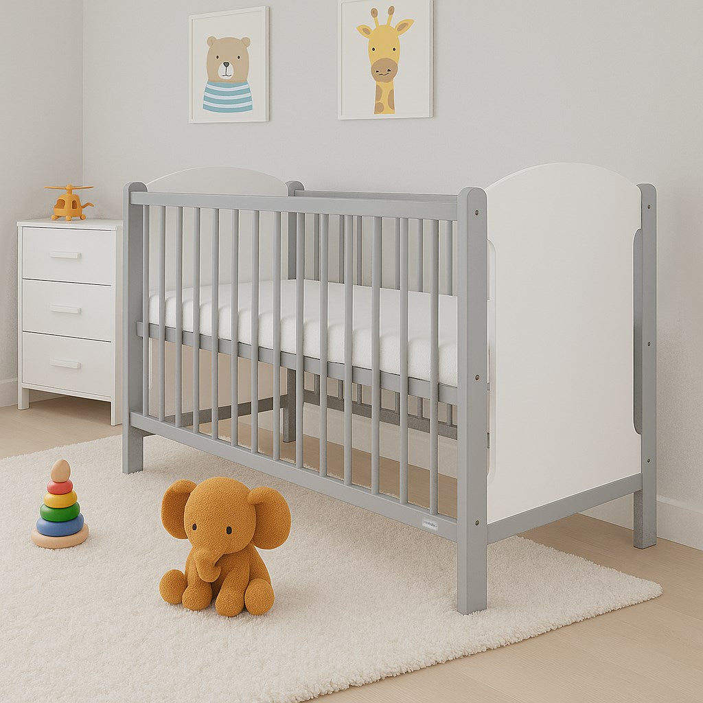 Gyerek kiságy New Baby ELSA fehér-szürke