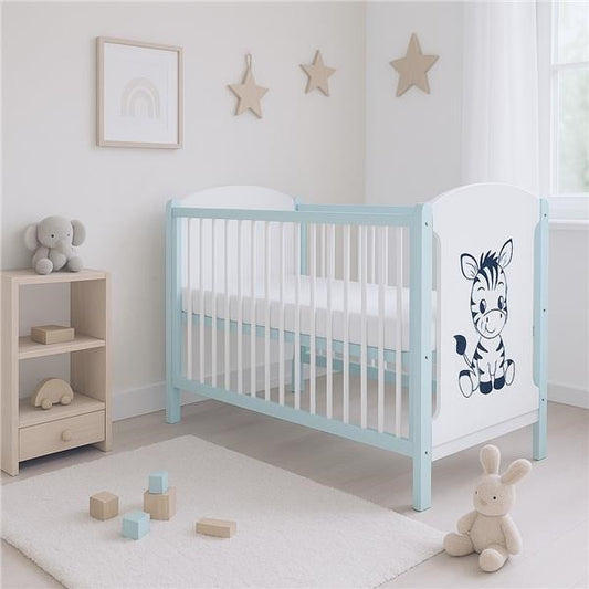 Gyerek kiságy New Baby ELSA Zebra fehér-menta