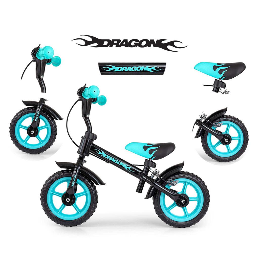 Gyerek futóbicikli Milly Mally Dragon fékkel black