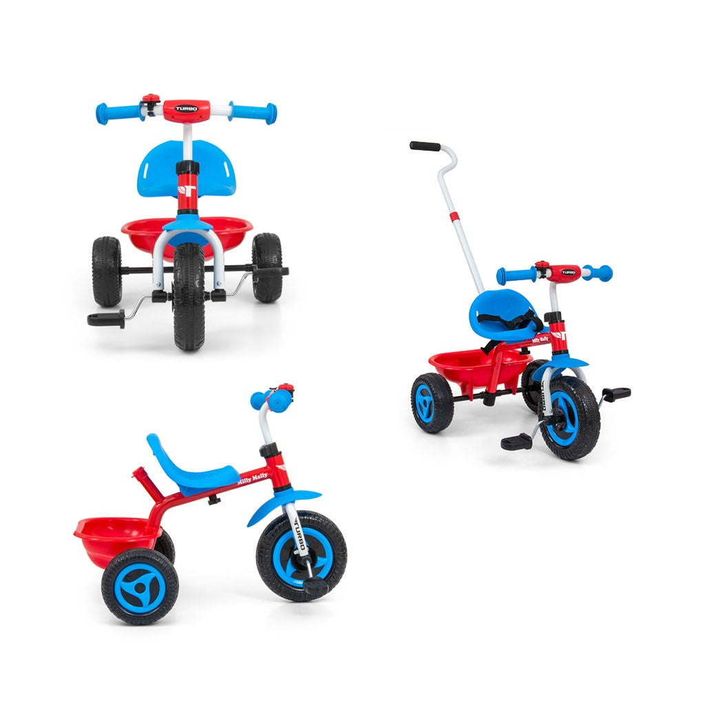 Gyerek háromkerekű bicikli Milly Mally Boby TURBO Cool Red