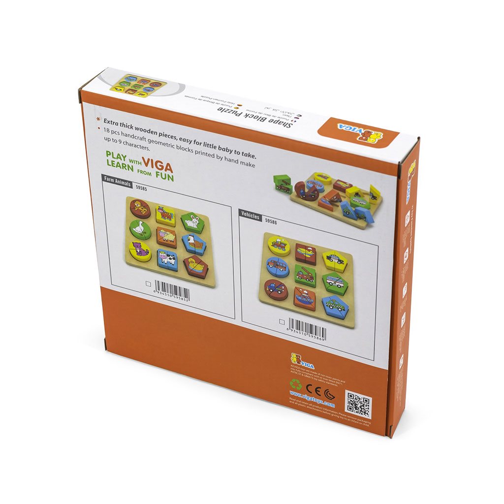 Fa képes kirakó puzzle Viga formák és állatok