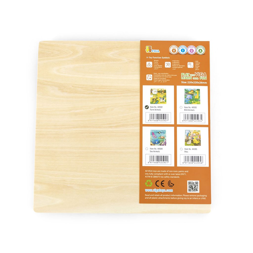 Gyermek fa puzzle Viga Farm 4 db