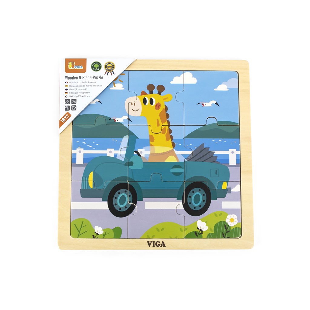 Fa képes kirakó puzzle Viga 9 db Autó