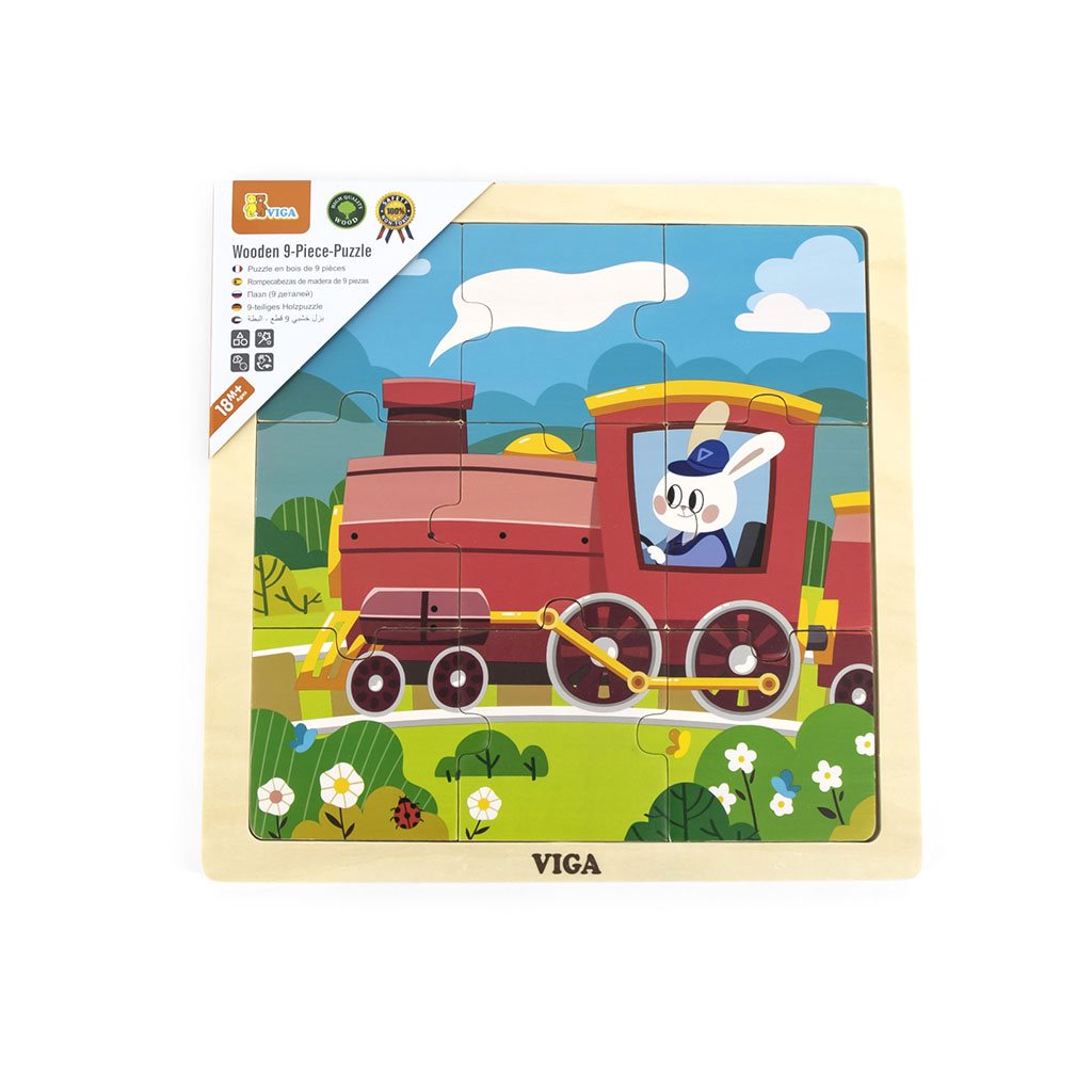 Fa képes kirakó puzzle Viga 9 db Vonat