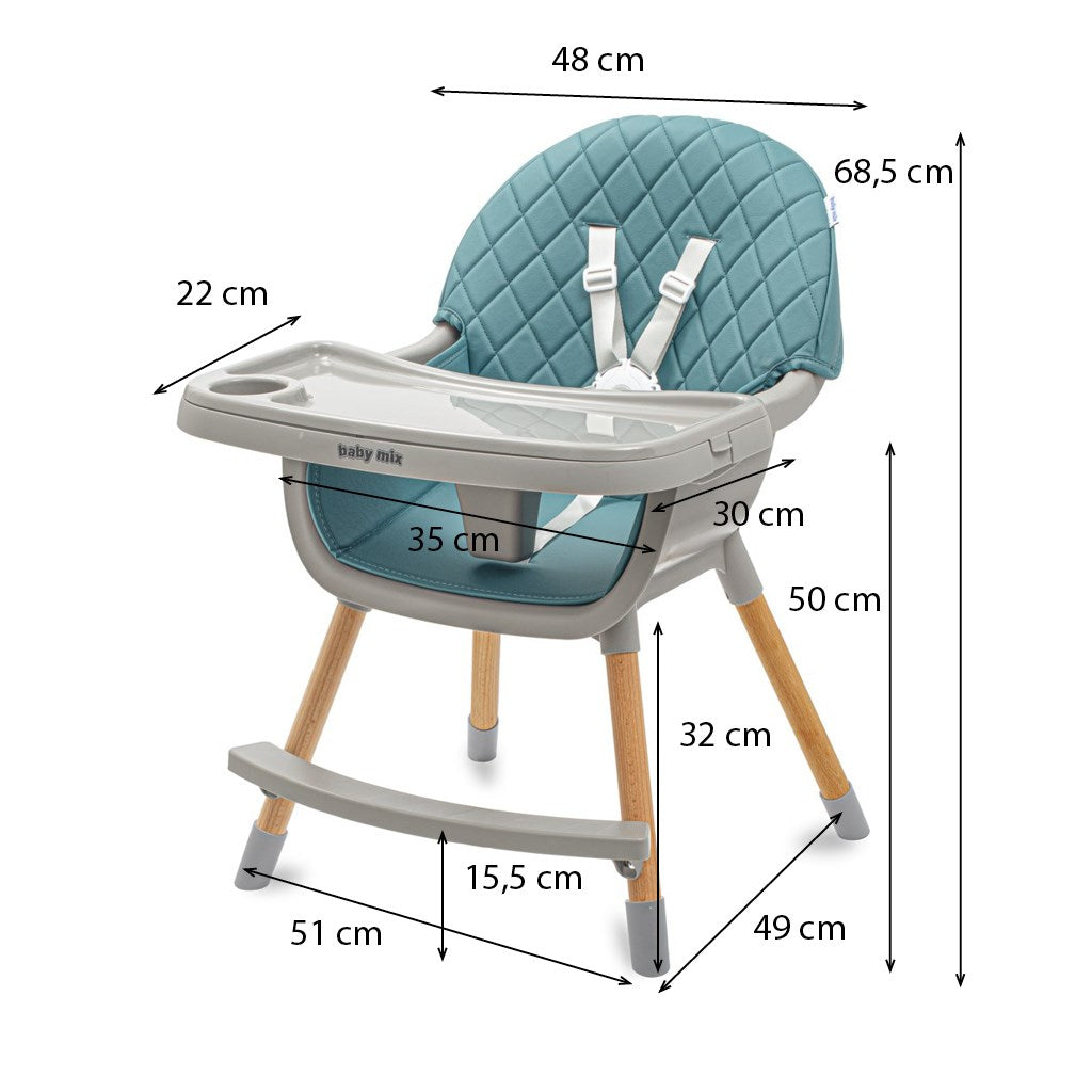 Etetőszék Baby Mix Freja wooden dusty green